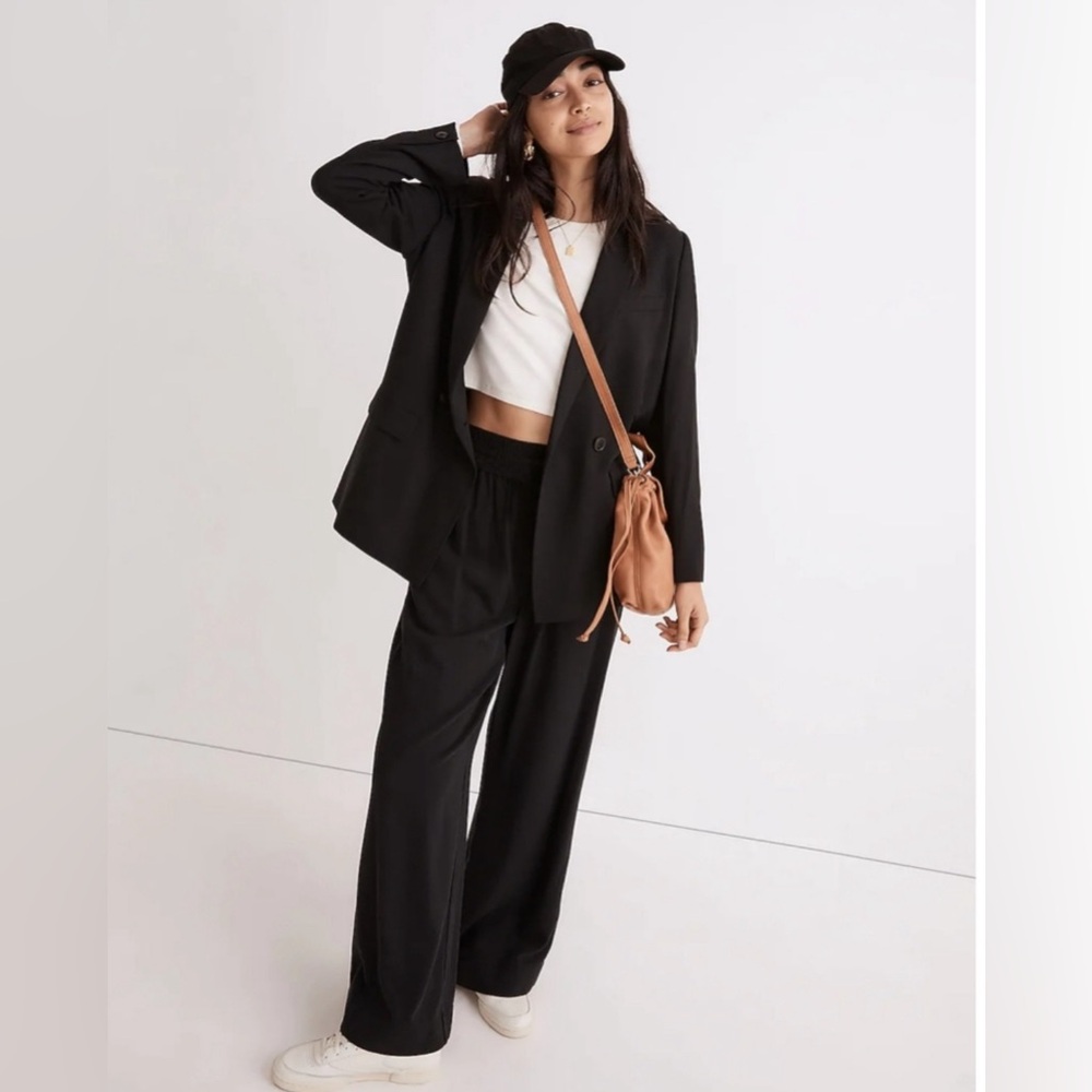 Madewell Drapeweave Caldwell Double-Breasted Blazer Black - size small